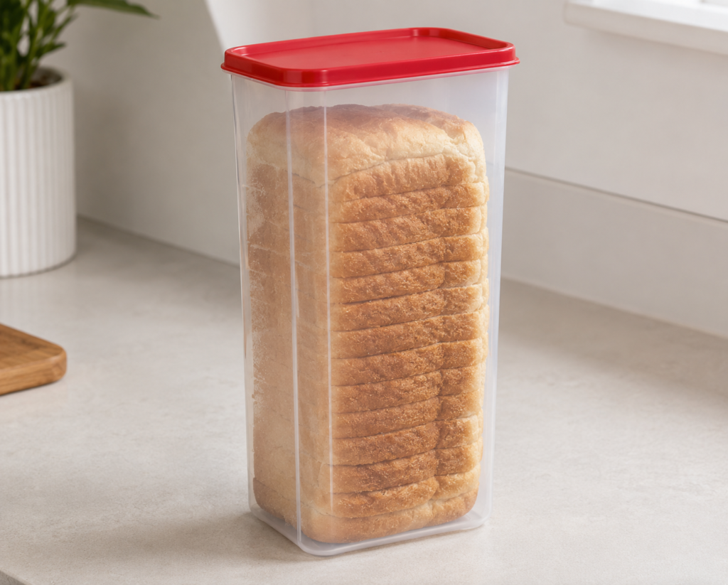Clear Tafura Bread Container. Product for fresh bread storage and pantry organization