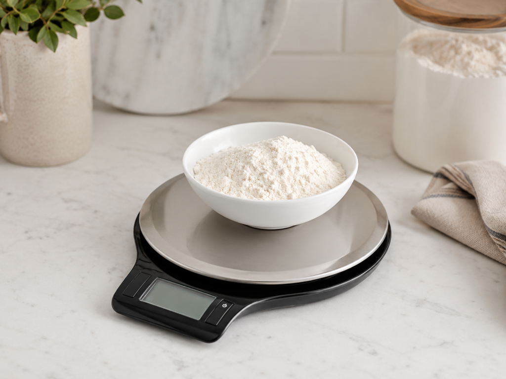 Amazon Basics Digital Kitchen Scale for accurate food weighing, baking, and meal prep