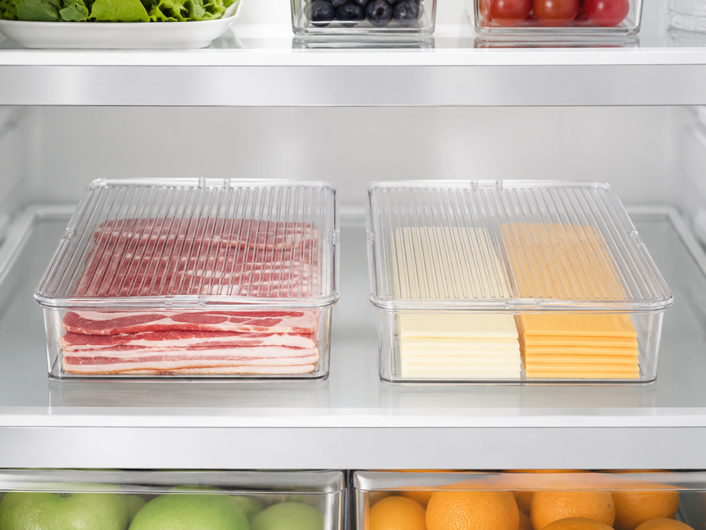 Tafura bacon container 2-pack side by side showing bacon and cheese storage
