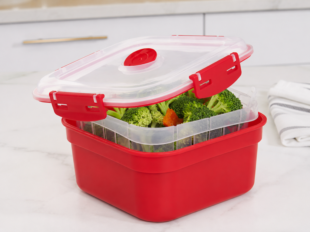 Tafura Microwave Steamer Basket for steaming vegetables, fish, and healthy meals in the microwave